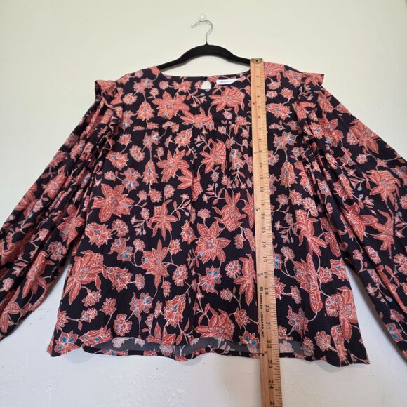 Rebecca Minkoff Womens Floral Boho Peasant Top Large Ruffle Hippie Festival Puff - Picture 8 of 8